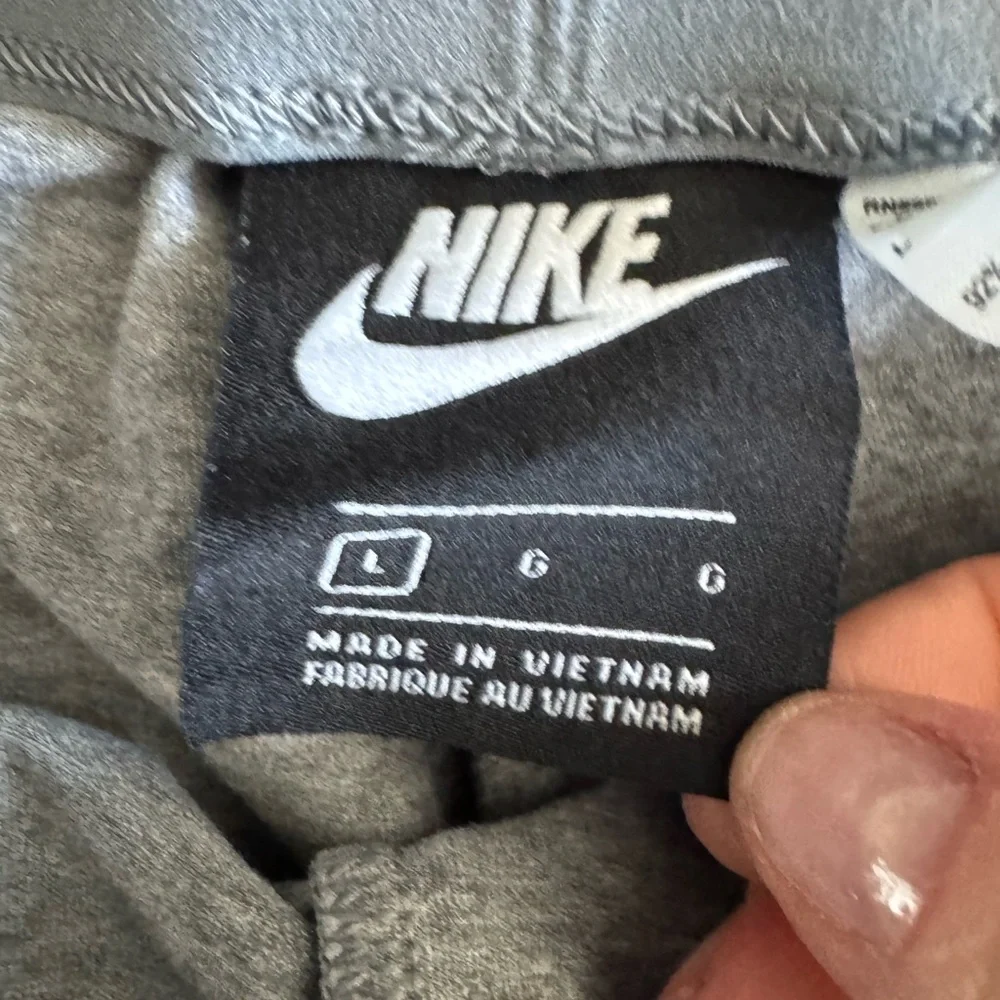 Nike Logo Leggings Gray Cotton Stretch Athletic Athleisure Girls Large